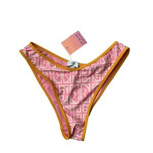 River Island Monogram Print Bikini Swim Bottom in Light Pink ( US 6 )
